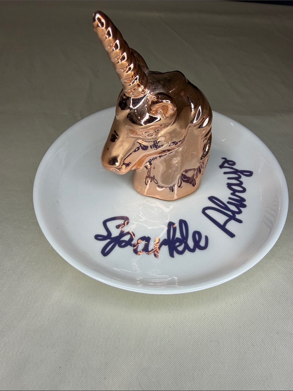 Rose Gold Unicorn Ring Dish - 'Sparkle Always'